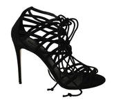 Dolce & Gabbana Black Suede Strap Stilettos Sandals -   -  Dolce & Gabbana.
