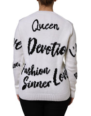 Dolce & Gabbana White Wool Knit Crew Neck Pullover Sweater -   -  Dolce & Gabbana.