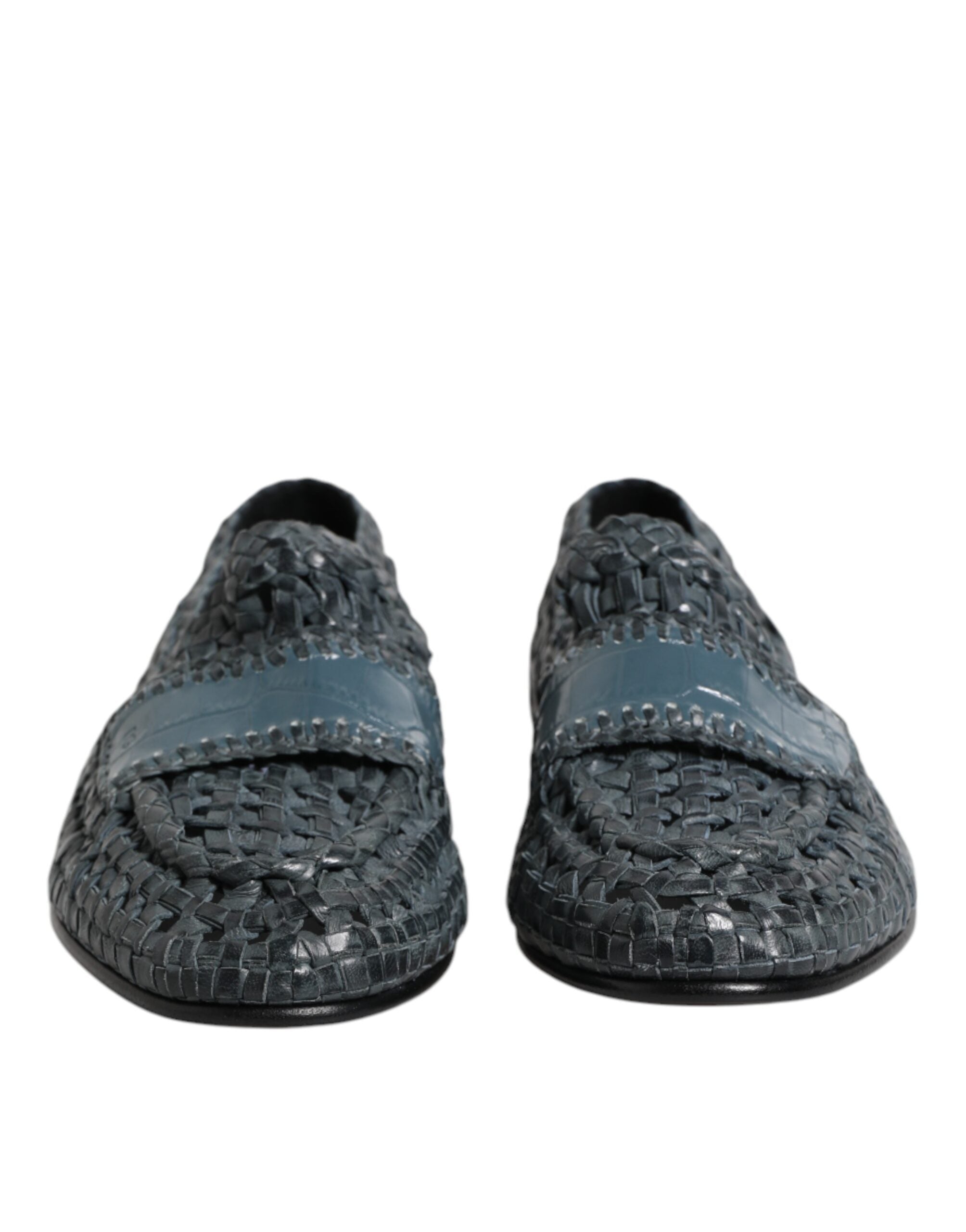 Dolce & Gabbana Blue Woven Leather Slip On Loafers Shoes -   -  Dolce & Gabbana. Dolce & Gabbana Blue Woven Leather Slip On Loafers Shoes -   -  Dolce & Gabbana.