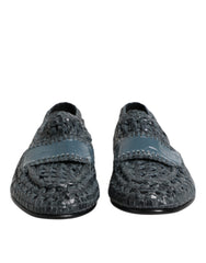 Dolce & Gabbana Blue Woven Leather Slip On Loafers Shoes -   -  Dolce & Gabbana.
