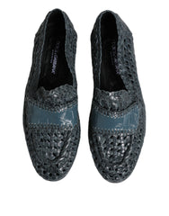 Dolce & Gabbana Blue Woven Leather Slip On Loafers Shoes -   -  Dolce & Gabbana.