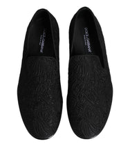 Dolce & Gabbana Black Jacquard Slip On Loafers Formal Shoes -   -  Dolce & Gabbana.