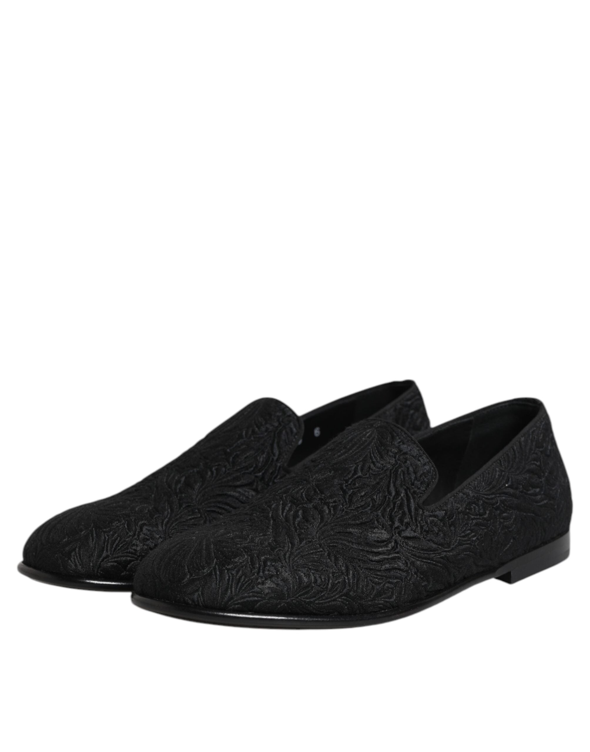 Dolce & Gabbana Black Jacquard Slip On Loafers Formal Shoes -   -  Dolce & Gabbana. Dolce & Gabbana Black Jacquard Slip On Loafers Formal Shoes -   -  Dolce & Gabbana.