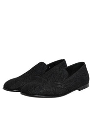 Dolce & Gabbana Black Jacquard Slip On Loafers Formal Shoes -   -  Dolce & Gabbana.