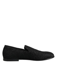 Dolce & Gabbana Black Jacquard Slip On Loafers Formal Shoes -   -  Dolce & Gabbana.
