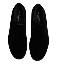 Dolce & Gabbana Black Velvet Slip On Loafers Formal Shoes -   -  Dolce & Gabbana.