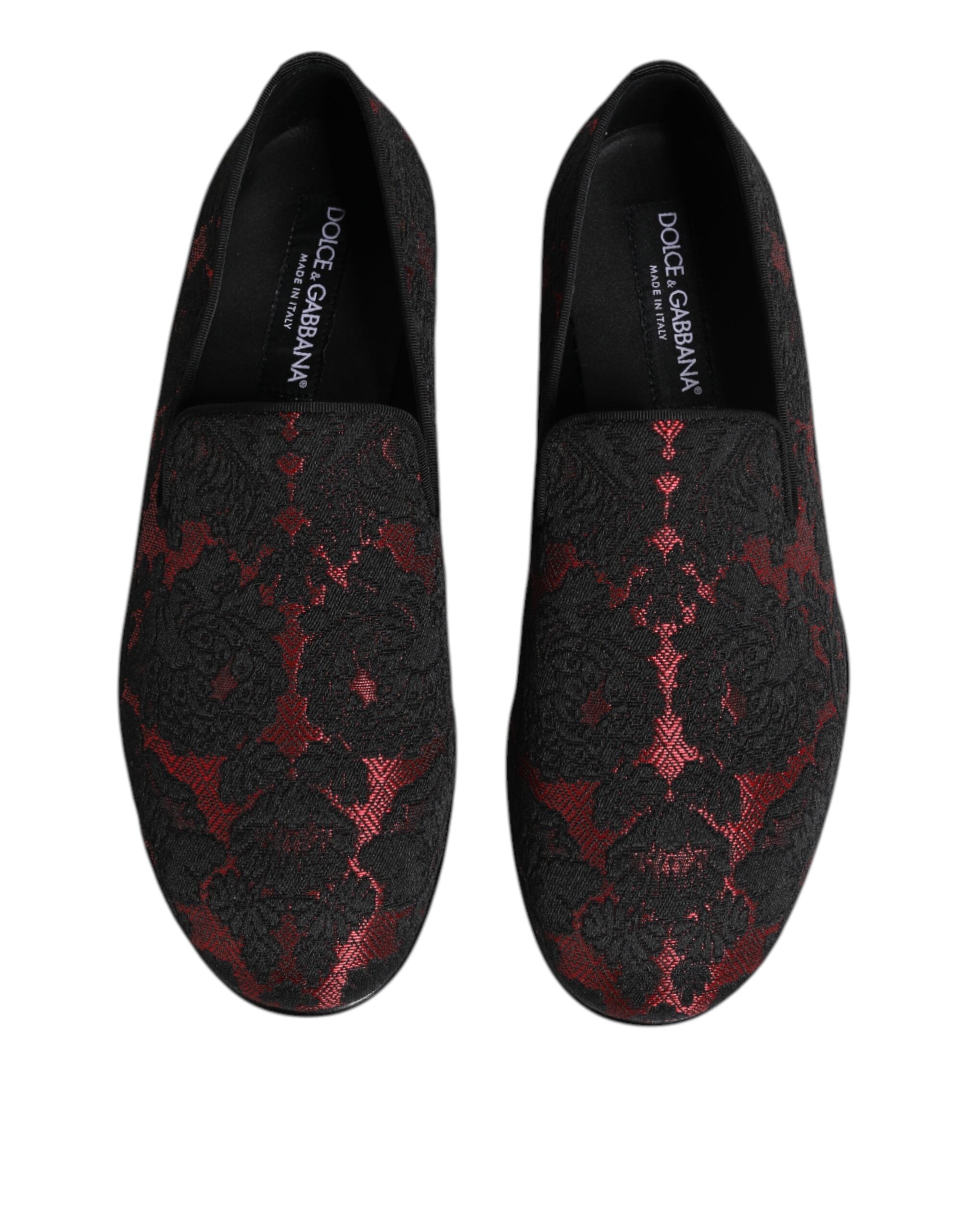 Dolce & Gabbana Red Black Jacquard Slip On Loafers Shoes -   -  Dolce & Gabbana. Dolce & Gabbana Red Black Jacquard Slip On Loafers Shoes -   -  Dolce & Gabbana.