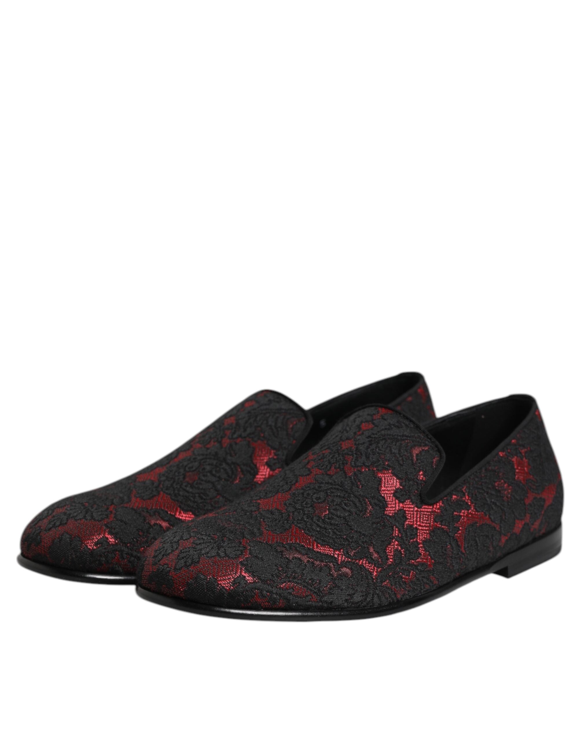 Dolce & Gabbana Red Black Jacquard Slip On Loafers Shoes -   -  Dolce & Gabbana. Dolce & Gabbana Red Black Jacquard Slip On Loafers Shoes -   -  Dolce & Gabbana.