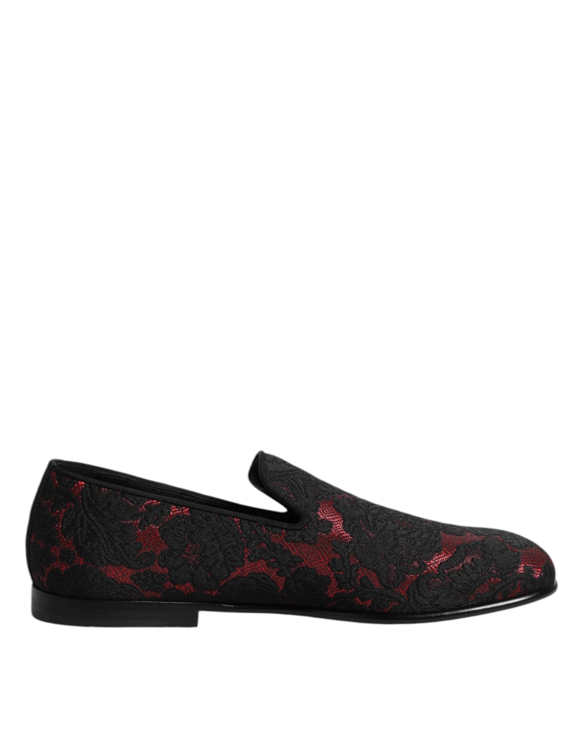 Dolce & Gabbana Red Black Jacquard Slip On Loafers Shoes -   -  Dolce & Gabbana. Dolce & Gabbana Red Black Jacquard Slip On Loafers Shoes -   -  Dolce & Gabbana.