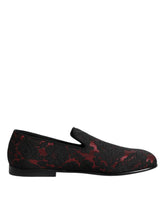 Dolce & Gabbana Red Black Jacquard Slip On Loafers Shoes -   -  Dolce & Gabbana.