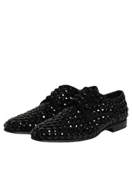 Dolce & Gabbana Black Suede Strass Derby Formal Shoes -   -  Dolce & Gabbana.