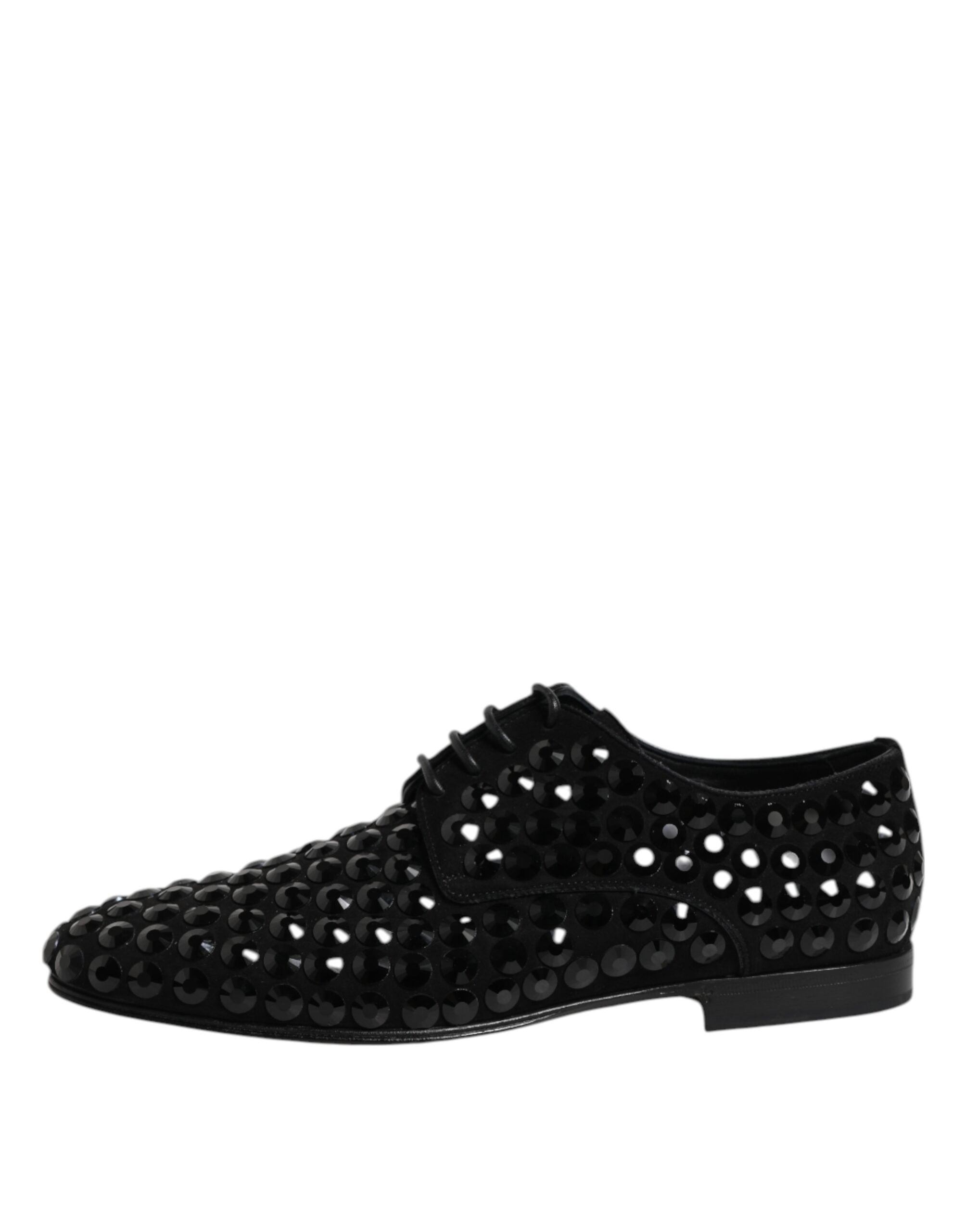 Dolce & Gabbana Black Suede Strass Derby Formal Shoes -   -  Dolce & Gabbana. Dolce & Gabbana Black Suede Strass Derby Formal Shoes -   -  Dolce & Gabbana.