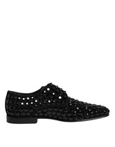 Dolce & Gabbana Black Suede Strass Derby Formal Shoes -   -  Dolce & Gabbana.