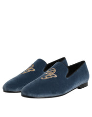 Dolce & Gabbana Blue Velvet DG Logo Loafers Formal Shoes -   -  Dolce & Gabbana.