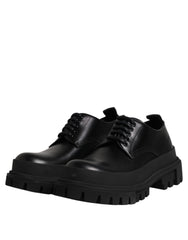 Dolce & Gabbana Black Leather Lace Up Derby Men Dress Shoes -   -  Dolce & Gabbana.