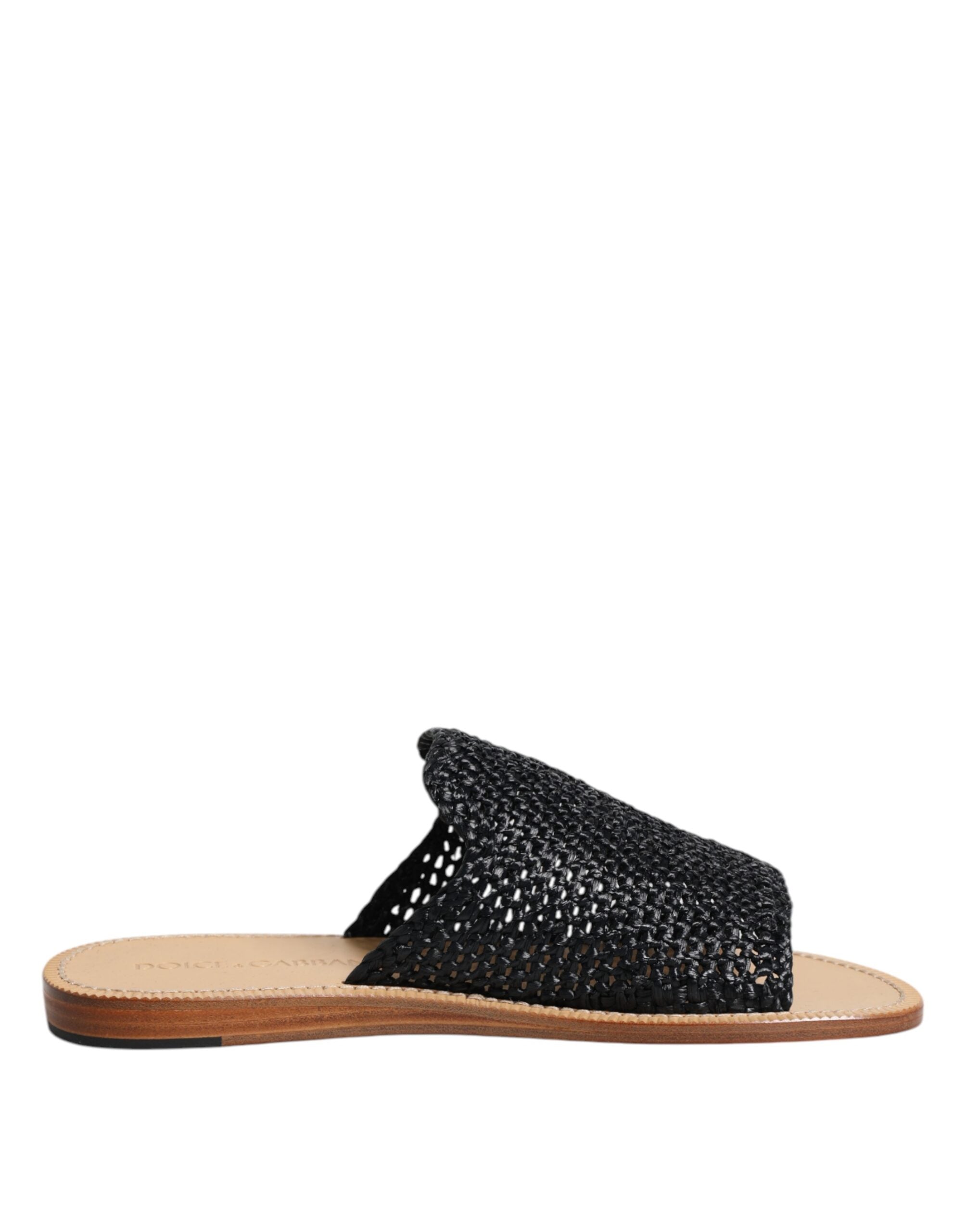 Dolce & Gabbana Black Monochrome Braided Raffia Slides Shoes -   -  Dolce & Gabbana. Dolce & Gabbana Black Monochrome Braided Raffia Slides Shoes -   -  Dolce & Gabbana.