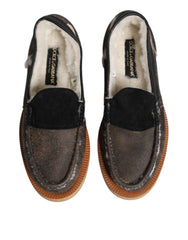 Dolce & Gabbana Brown White Calfskin Leather Loafers Shoes -   -  Dolce & Gabbana.