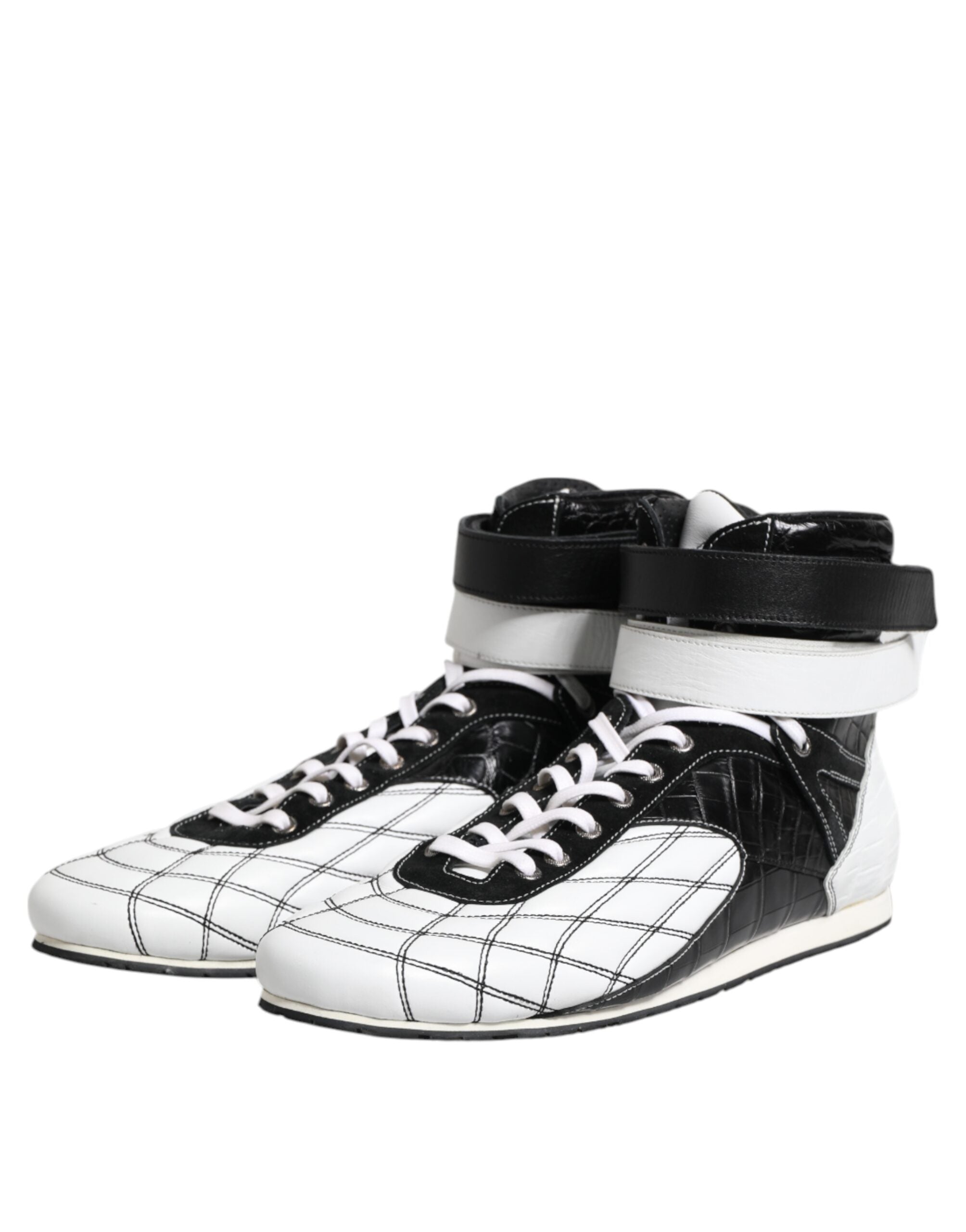 Dolce & Gabbana Black White Leather High Top Sneakers Shoes -   -  Dolce & Gabbana. Dolce & Gabbana Black White Leather High Top Sneakers Shoes -   -  Dolce & Gabbana.