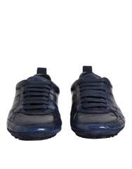 Dolce & Gabbana Dark Blue Leather Low Top Men Sneakers Shoes -   -  Dolce & Gabbana.