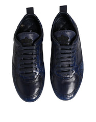 Dolce & Gabbana Dark Blue Leather Low Top Men Sneakers Shoes -   -  Dolce & Gabbana.