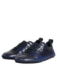 Dolce & Gabbana Dark Blue Leather Low Top Men Sneakers Shoes -   -  Dolce & Gabbana.