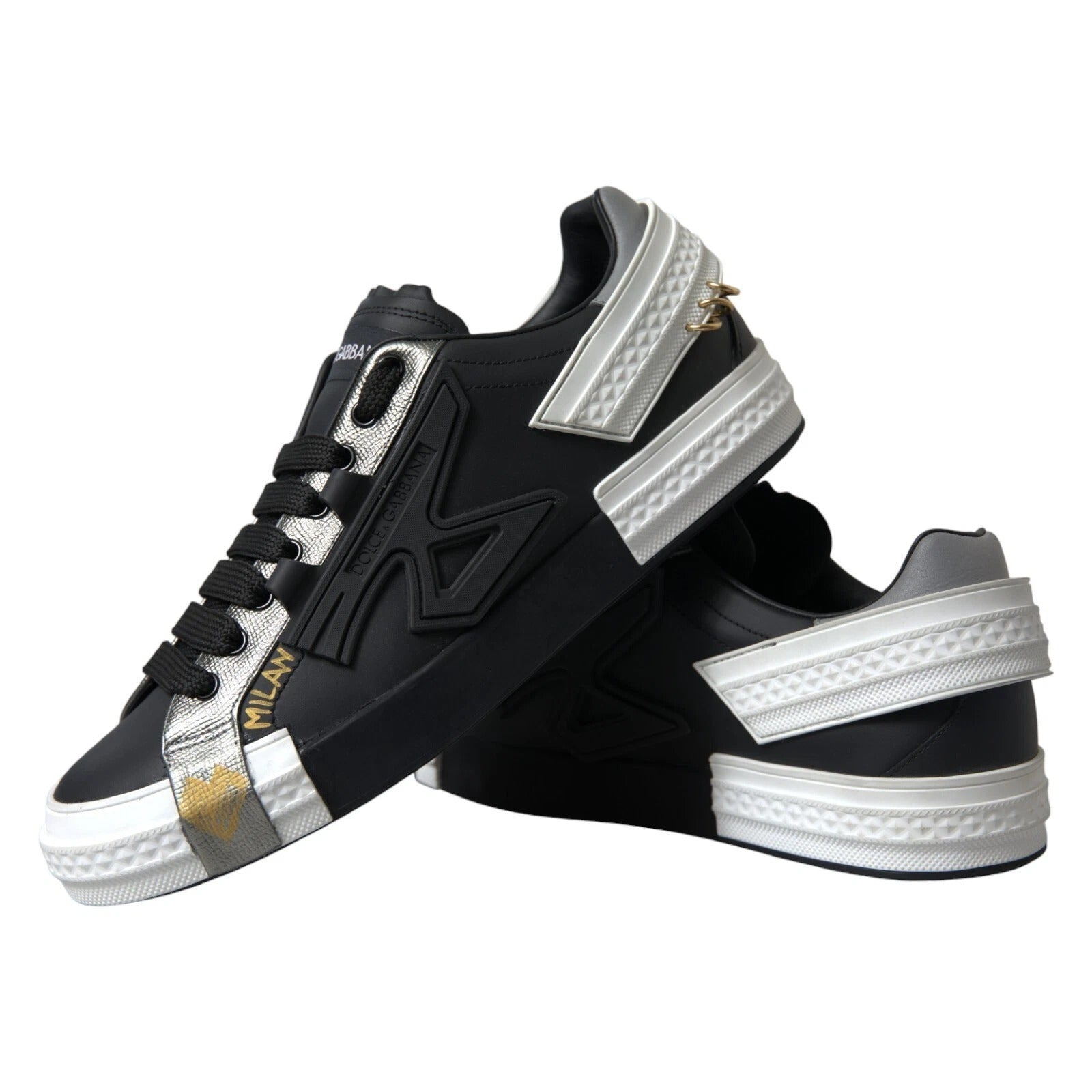 Dolce & Gabbana Black Leather Low Top Sneakers Portofino Shoes -   -  Dolce & Gabbana. Dolce & Gabbana Black Leather Low Top Sneakers Portofino Shoes -   -  Dolce & Gabbana.
