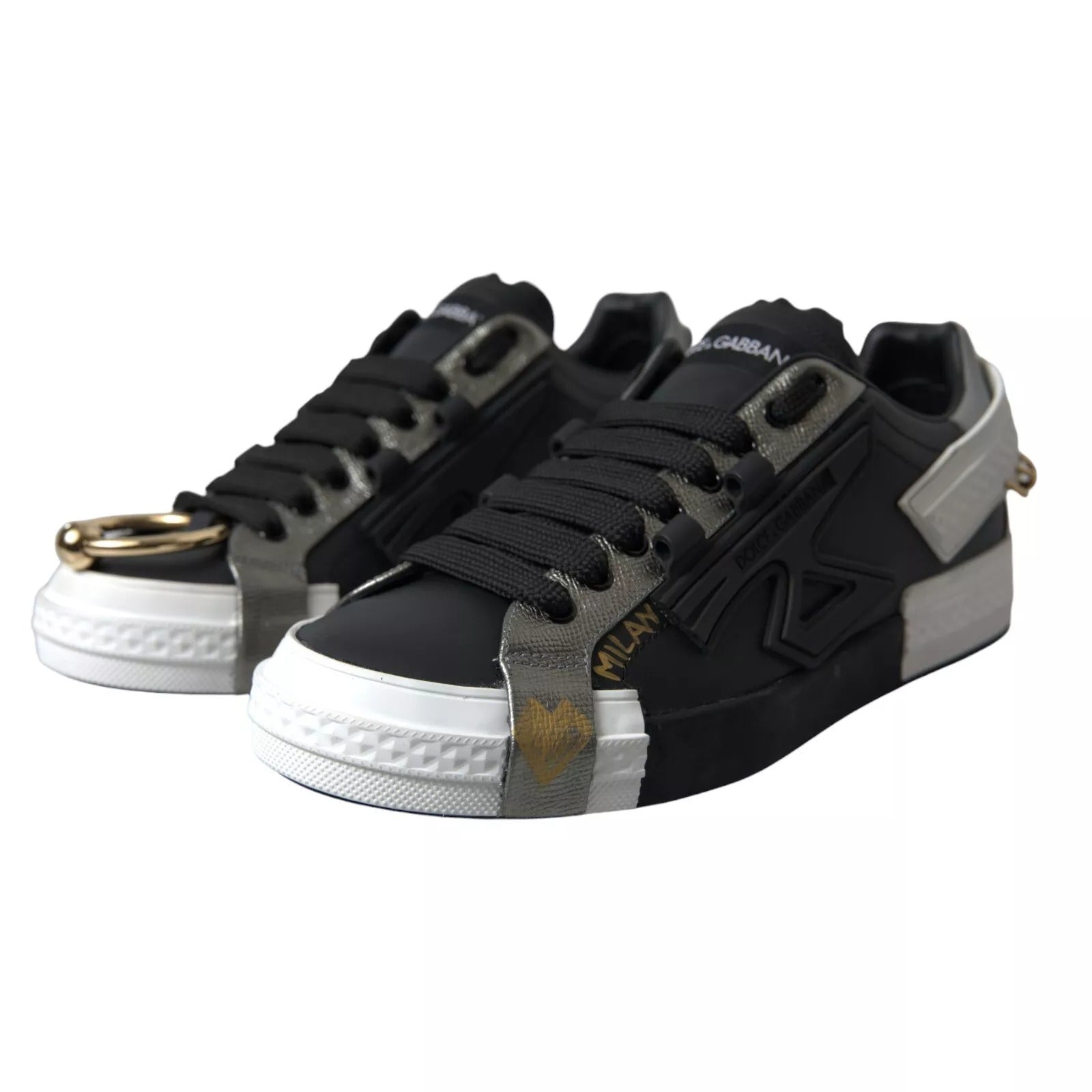 Dolce & Gabbana Black Leather Low Top Sneakers Portofino Shoes -   -  Dolce & Gabbana. Dolce & Gabbana Black Leather Low Top Sneakers Portofino Shoes -   -  Dolce & Gabbana.