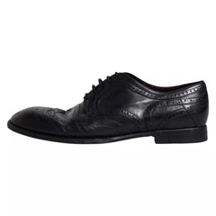 Dolce & Gabbana Dark Blue Leather Derby Wingtip Formal Shoes -   -  Dolce & Gabbana.