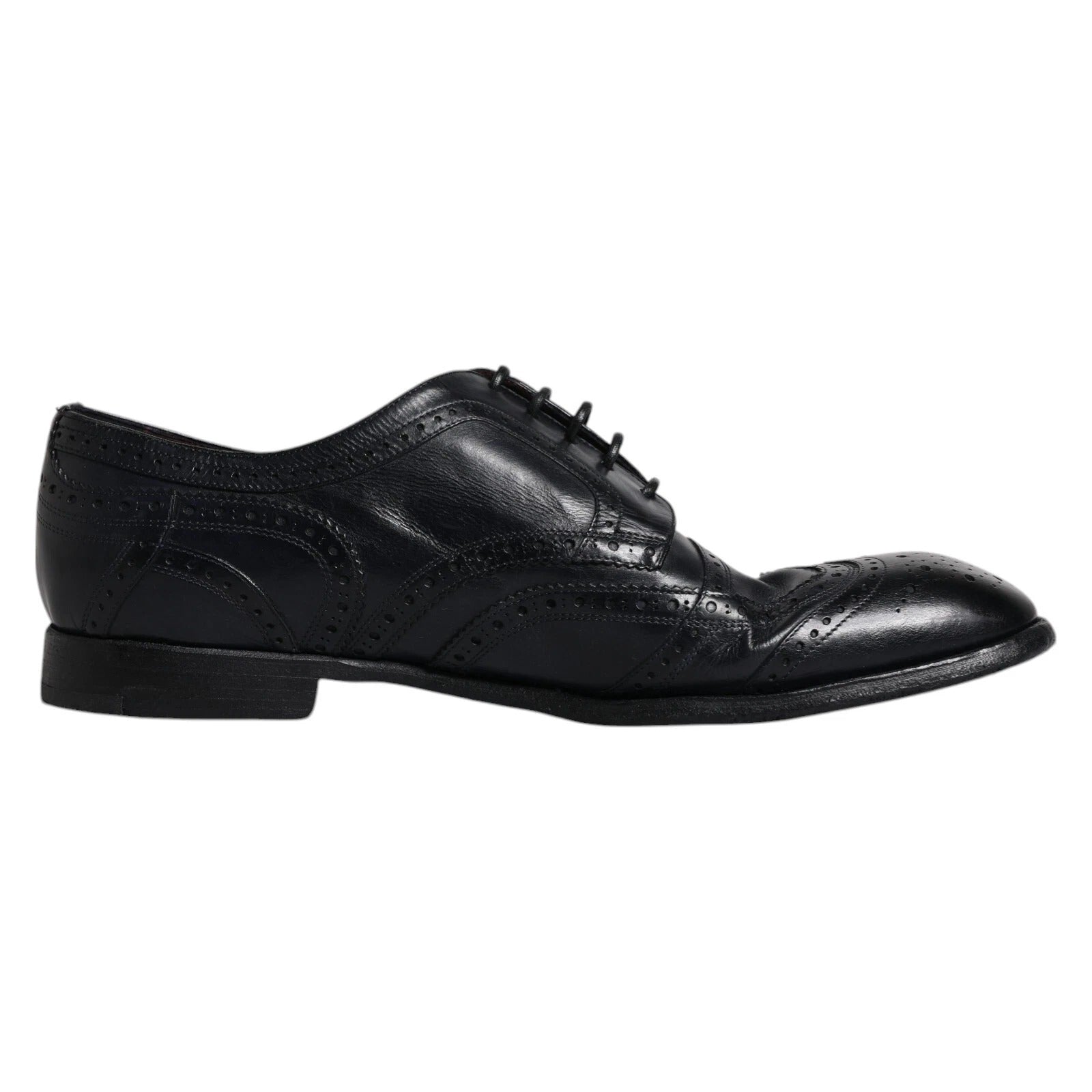Dolce & Gabbana Dark Blue Leather Derby Wingtip Formal Shoes -   -  Dolce & Gabbana.