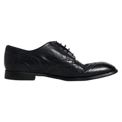 Dolce & Gabbana Dark Blue Leather Derby Wingtip Formal Shoes -   -  Dolce & Gabbana.