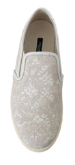 Dolce & Gabbana White Leather Lace Slip On Loafers Shoes -   -  Dolce & Gabbana.