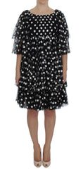 Dolce & Gabbana Black White Polka Dotted Ruffled Dress -   -  Dolce & Gabbana.