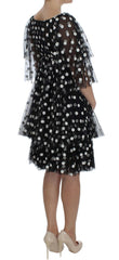 Dolce & Gabbana Black White Polka Dotted Ruffled Dress -   -  Dolce & Gabbana.