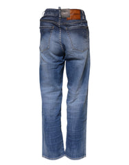 DsquaredΒ² Blue Washed Cotton Mid Waist Straight Jeans - - DsquaredΒ².