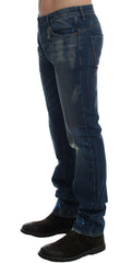 Costume National Blue Wash Paint Slim Fit Pants Jeans -   -  Costume National.