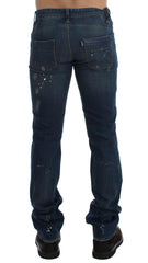 Costume National Blue Wash Paint Slim Fit Pants Jeans -   -  Costume National.