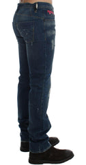 Costume National Blue Wash Paint Slim Fit Pants Jeans -   -  Costume National.