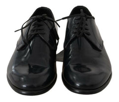 Dolce & Gabbana Blue Leather Polished Dress Derby Shoes -   -  Dolce & Gabbana.