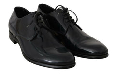 Dolce & Gabbana Blue Leather Polished Dress Derby Shoes -   -  Dolce & Gabbana.