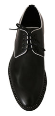 Dolce & Gabbana Black Leather White Line Dress Derby Shoes -   -  Dolce & Gabbana.