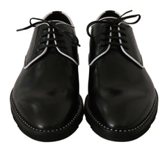 Dolce & Gabbana Black Leather White Line Dress Derby Shoes -   -  Dolce & Gabbana.
