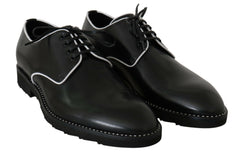 Dolce & Gabbana Black Leather White Line Dress Derby Shoes -   -  Dolce & Gabbana.