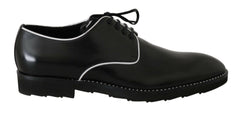 Dolce & Gabbana Black Leather White Line Dress Derby Shoes -   -  Dolce & Gabbana.