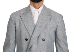 Dolce & Gabbana Blue Flax NAPOLI Jacket Coat Blazer -   -  Dolce & Gabbana.