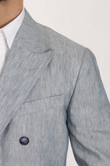 Dolce & Gabbana Blue Flax NAPOLI Jacket Coat Blazer -   -  Dolce & Gabbana.