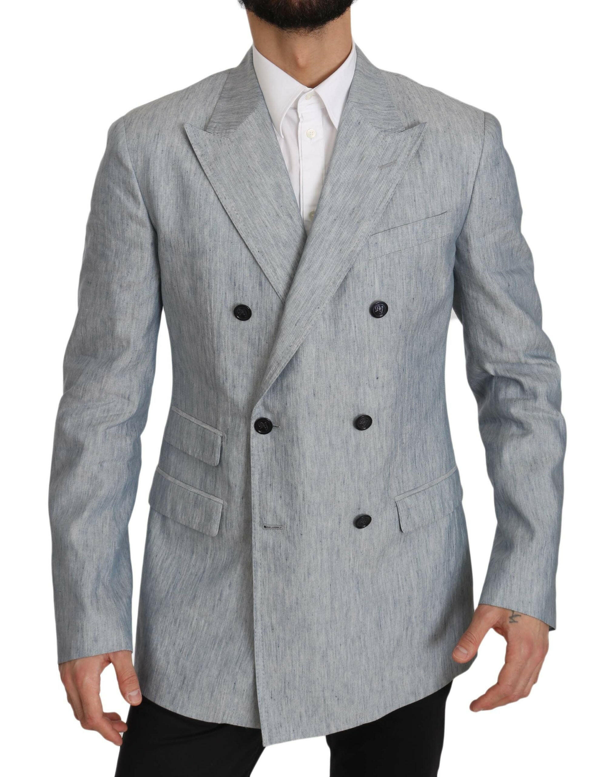Dolce & Gabbana Blue Flax NAPOLI Jacket Coat Blazer -   -  Dolce & Gabbana.