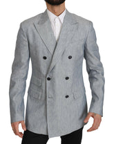 Dolce & Gabbana Blue Flax NAPOLI Jacket Coat Blazer -   -  Dolce & Gabbana.