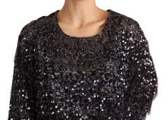 Dolce & Gabbana Black Sequined Long Sleeve Shift Midi Dress -   -  Dolce & Gabbana.
