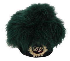 Dolce & Gabbana Green Fur DG Logo Embroidered Cloche Hat -   -  Dolce & Gabbana.