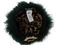 Dolce & Gabbana Green Fur DG Logo Embroidered Cloche Hat -   -  Dolce & Gabbana.